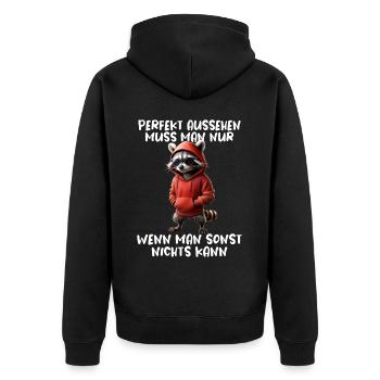 Drôle de raton laveur disant Amoureux des animaux Drôle de raton laveur - Veste à capuche bio Premium Unisexe - noir - Dos - Nico (187cm)
