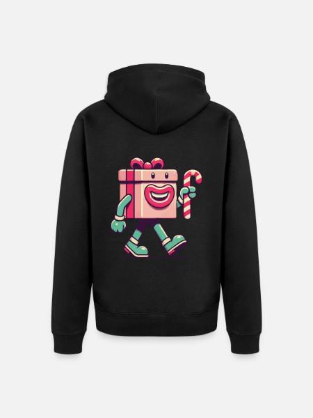 Fröhliches Weihnachtsgeschenk Maskottchen - Unisex Premium Bio Zip Hoodie - Schwarz