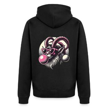 Krampus Weihnachten Sigma Male Cool - Unisex Premium Bio Zip Hoodie - Schwarz - Hinten - Nico (187cm)