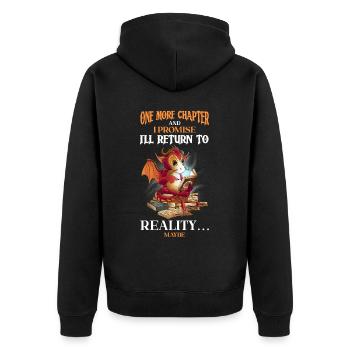 Bücherwurm Drache Fantasy Buchliebhaber - Unisex Premium Bio Zip Hoodie - Schwarz - Hinten - Nico (187cm)