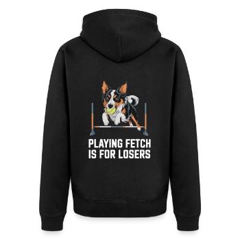 Flyball Dog Sports - Unisex Premium Organic Zip Hoodie - black - Back - Nico (187cm)