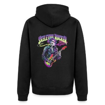 Skelett Gitarrist Bones Gitarrist Musiker - Unisex Premium Bio Zip Hoodie - Schwarz - Hinten - Nico (187cm)