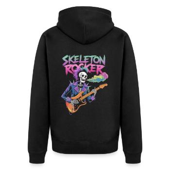 Skelett Gitarrist Bones Gitarrist Musiker - Unisex Premium Bio Zip Hoodie - Schwarz - Hinten - Nico (187cm)