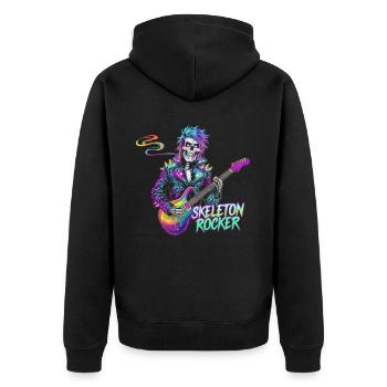 Skelett Gitarrist Bones Gitarrist Musiker - Unisex Premium Bio Zip Hoodie - Schwarz - Hinten - Nico (187cm)