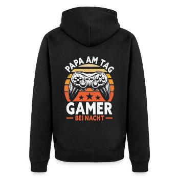 Gamer Papa Papa Amateur de jeux vidéo PC - Veste à capuche bio Premium Unisexe - noir - Dos - Nico (187cm)