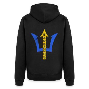 Barbados - Unisex Premium Bio Zip Hoodie - Schwarz - Hinten - Nico (187cm)