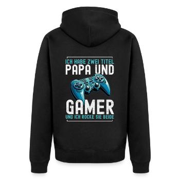 Gamer Papa Papa Amateur de jeux vidéo PC - Veste à capuche bio Premium Unisexe - noir - Dos - Nico (187cm)