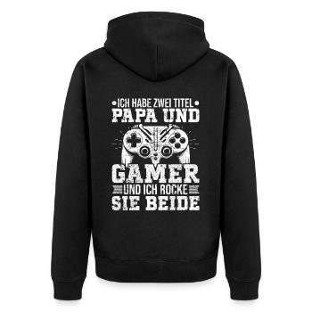 Gamer Papa Papa Amateur de jeux vidéo PC - Veste à capuche bio Premium Unisexe - noir - Dos - Nico (187cm)