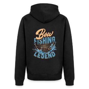 Bogenfischer Bogenfischen Bow Fishing Legend - Unisex Premium Bio Zip Hoodie - Schwarz - Hinten - Nico (187cm)