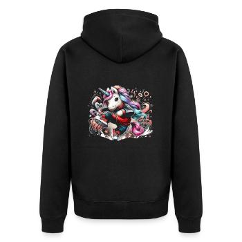 Breakdancing Breakdance Unicorn - Unisex Premium Organic Zip Hoodie - black - Back - Nico (187cm)