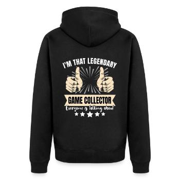 Legendary Game Collector - Unisex Premium Organic Zip Hoodie - black - Back - Nico (187cm)