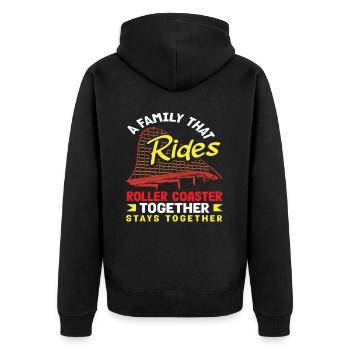 Montagnes russes, famille, tour fort ensemble - Veste à capuche bio Premium Unisexe - noir - Dos - Nico (187cm)