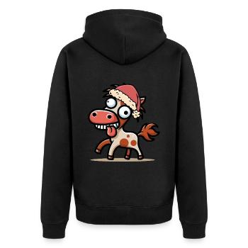 Crazy Santa Claus Père Noël Cheval Chevaux - Veste à capuche bio Premium Unisexe - noir - Dos - Nico (187cm)