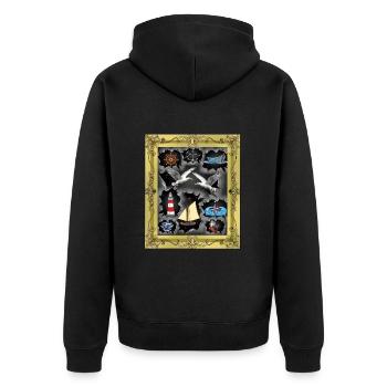 maritime sailor sailors - Unisex Premium Organic Zip Hoodie - black - Back - Nico (187cm)