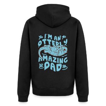 Otter Dad Pun I'm An Otterly - Unisex Premium Bio Zip Hoodie - Schwarz - Hinten - Nico (187cm)