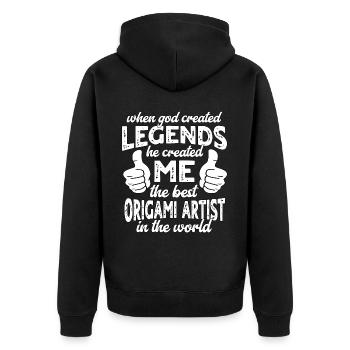 Best Origami Legend - Unisex Premium Organic Zip Hoodie - black - Back - Nico (187cm)