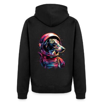 Whippet - Unisex Premium Bio Zip Hoodie - Schwarz - Hinten - Nico (187cm)