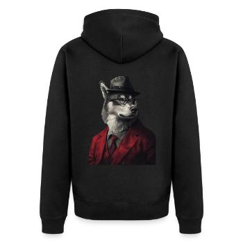 Alaskan Malamute - Unisex Premium Bio Zip Hoodie - Schwarz - Hinten - Nico (187cm)