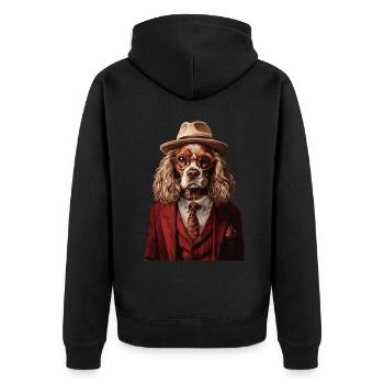 Cocker Spaniel - Unisex Premium Bio Zip Hoodie - Schwarz - Hinten - Nico (187cm)