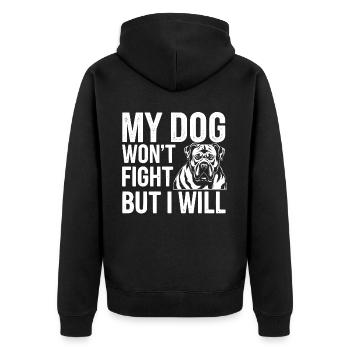 Anti Human Pro Hundeliebhaber Welpenbesitzer Welpe Hündchen Hündchen - Unisex Premium Bio Zip Hoodie - Schwarz - Hinten - Nico (187cm)