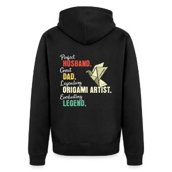 Papa origami - Veste à capuche bio Premium Unisexe - noir - Dos - Nico (187cm)