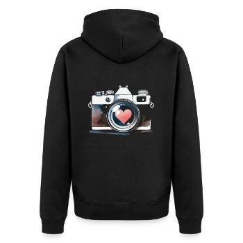 Photographer Photography Photographer Camera Heart - Unisex Premium Organic Zip Hoodie - black - Back - Nico (187cm)