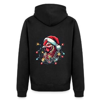 Christmas chicken with fairy lights - Unisex Premium Organic Zip Hoodie - black - Back - Nico (187cm)