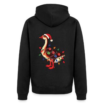 Oie maladroite de Noël avec des guirlandes lumineuses - Veste à capuche bio Premium Unisexe - noir - Dos - Nico (187cm)