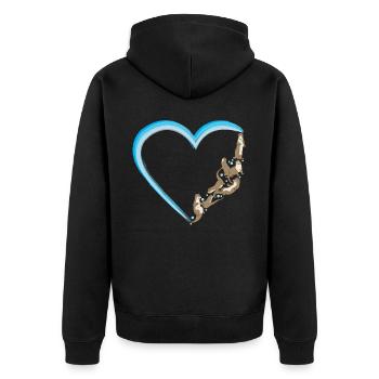 Otter Heart - Unisex Premium Organic Zip Hoodie - black - Back - Nico (187cm)