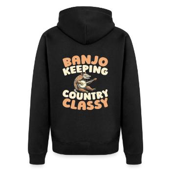 Banjo - Unisex Premium Organic Zip Hoodie - black - Back - Nico (187cm)