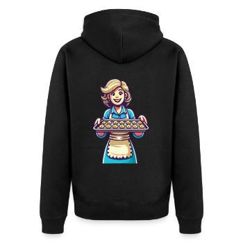 Boulanger joyeux avec des biscuits frais - Veste à capuche bio Premium Unisexe - noir - Dos - Nico (187cm)