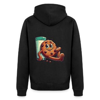 Fröhliche Weihnachten Retro Keks Stil - Unisex Premium Bio Zip Hoodie - Schwarz - Hinten - Nico (187cm)