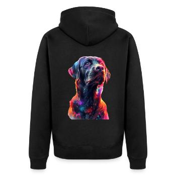 Labrador Retriever - Unisex Premium Bio Zip Hoodie - Schwarz - Hinten - Nico (187cm)
