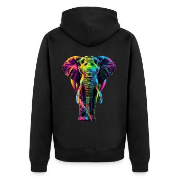 Elefant - Unisex Premium Bio Zip Hoodie - Schwarz - Hinten - Nico (187cm)