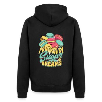 Macaron Macaron Baker Powered By Sugar & Dreams - Unisex Premium Organic Zip Hoodie - black - Back - Nico (187cm)
