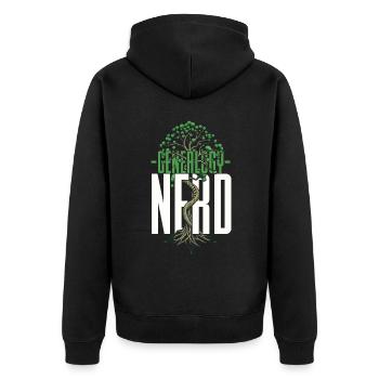 Ahnenforscher Genealogy Nerd Ahnenforschung - Unisex Premium Bio Zip Hoodie - Schwarz - Hinten - Nico (187cm)
