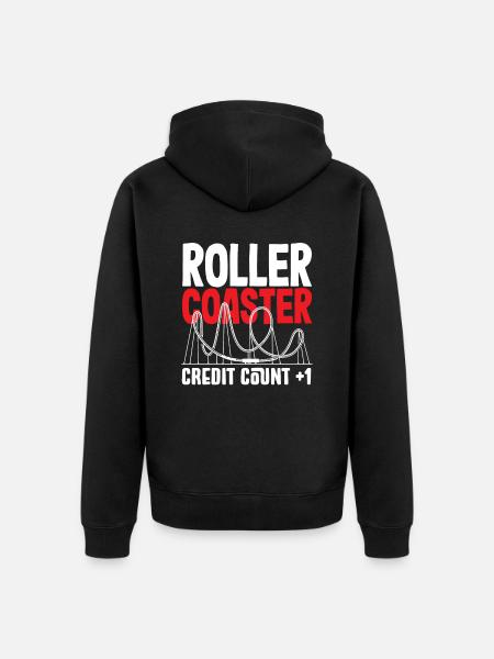 Roller Coaster Credit Counter +1 - Unisex Premium Organic Zip Hoodie - black