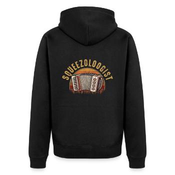 Squeezologist Accordion Player - Unisex Premium Bio Zip Hoodie - Schwarz - Hinten - Nico (187cm)