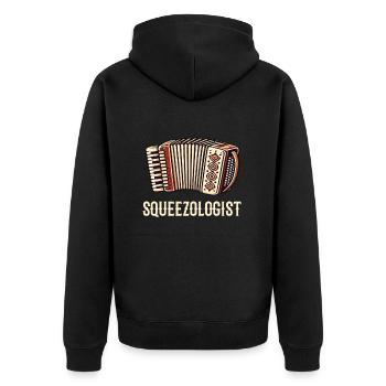 Squeezologist Accordion Player - Unisex Premium Bio Zip Hoodie - Schwarz - Hinten - Nico (187cm)
