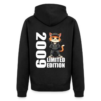 Limited Edition 2009 Birthday 2009 Born - Unisex Premium Organic Zip Hoodie - black - Back - Nico (187cm)