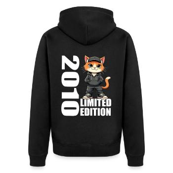 Limited Edition 2010 Geburtstag 2010 Geboren - Unisex Premium Bio Zip Hoodie - Schwarz - Hinten - Nico (187cm)