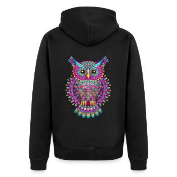 Streetart Eule für eine Street Art Fans Künstler - Unisex Premium Bio Zip Hoodie - Schwarz - Hinten - Nico (187cm)