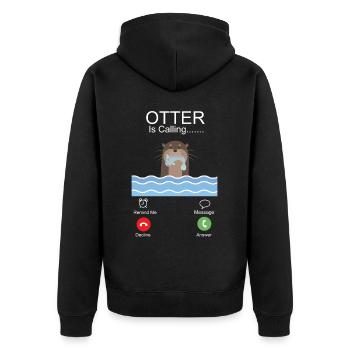 Otter Phone Display Otter Is - Unisex Premium Organic Zip Hoodie - black - Back - Nico (187cm)