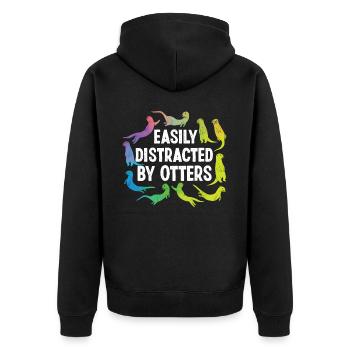 Otter Easily Distracted By Otters - Unisex Premium Organic Zip Hoodie - black - Back - Nico (187cm)