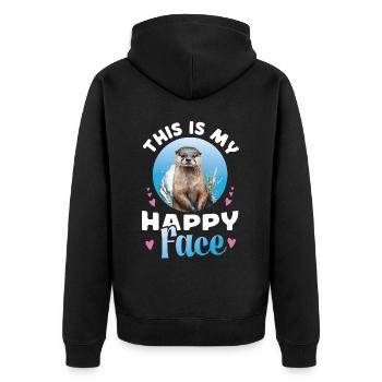 Loutre : c’est mon visage heureux - Veste à capuche bio Premium Unisexe - noir - Dos - Nico (187cm)