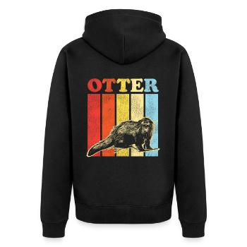 Otter Retro Vintage Otter - Unisex Premium Bio Zip Hoodie - Schwarz - Hinten - Nico (187cm)