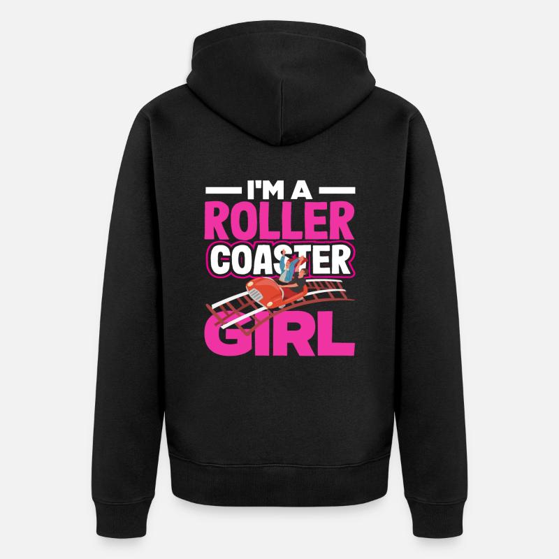 Ich Bin Ein Achterbahn Mädchen - Unisex Premium Bio Zip Hoodie - Schwarz