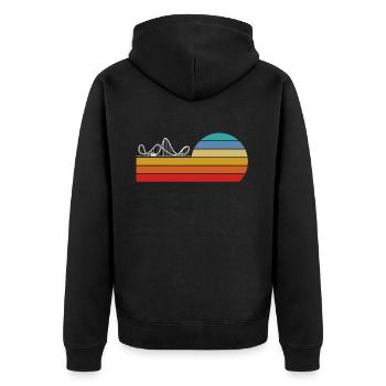montagnes russes style rétro coucher de soleil - Veste à capuche bio Premium Unisexe - noir - Dos - Nico (187cm)