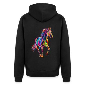 Pferd - Unisex Premium Bio Zip Hoodie - Schwarz - Hinten - Nico (187cm)