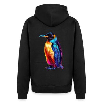 Pinguin - Unisex Premium Bio Zip Hoodie - Schwarz - Hinten - Nico (187cm)